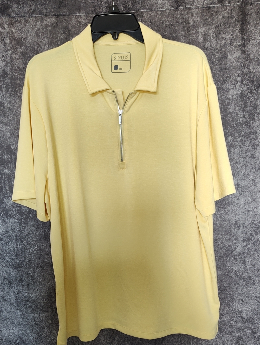 STYLUS Men's Light Yellow Quarter-Zip Polo